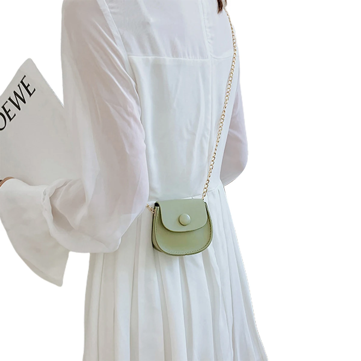 

2020 Women Solid Color Shoulder Bag PU Leather Mini Chain Strap Messenger Bag Wild Style Crossbody Purchase for Daily Travel