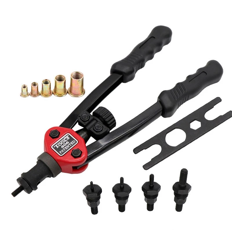 

12inch Hand Threaded Rivet Nut Tool with 50 Pcs Nuts 606 Insert Manual Riveter Riveting Rivnut Tool for M3 M4 M5 M6 M8
