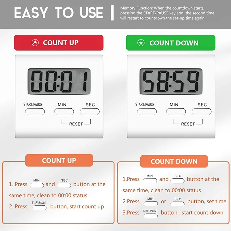 Цифровой кухонный таймер обратного отсчета для приготовления пищи с громким