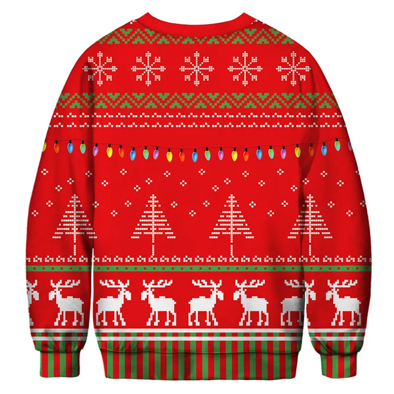 

2020 Christmas Sweater 3d Antler Print Novelty Ugly Christmas Sweater Unisex Men Women Long Sleeve Pullover Jumpers Sweater