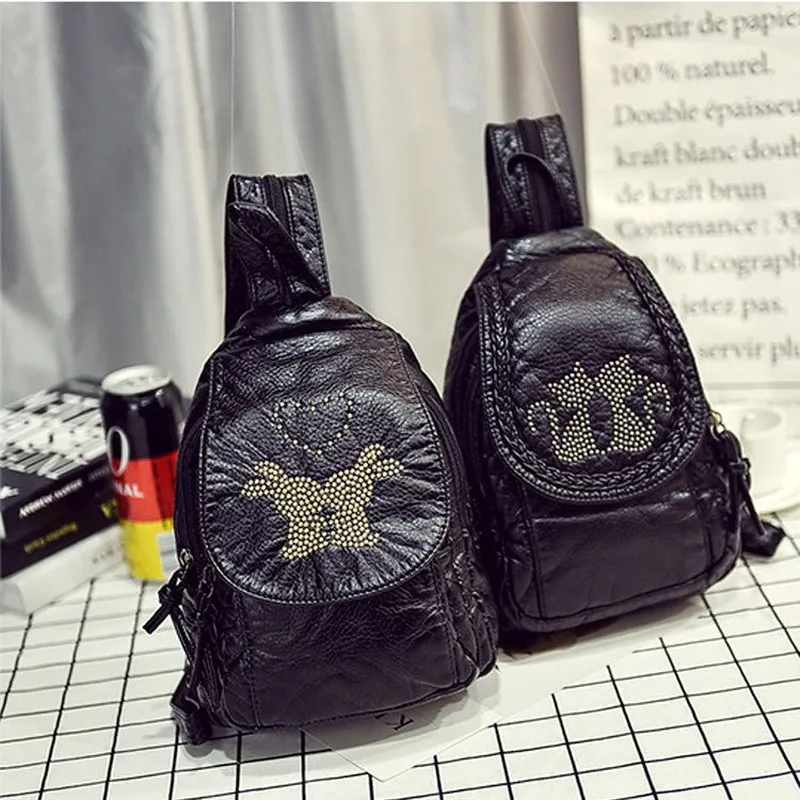 Женский рюкзак простой модный дорожный Женская нагрудная сумка мягкий кожаный