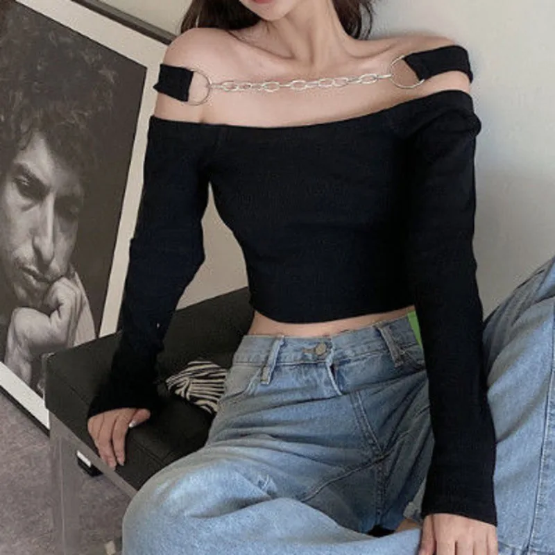 

SXGOTH темная Академия Alt аксессуары Harajuku Egirl Хэллоуин сексуальная короткая футболка верхняя цепочка уличная одежда готический Танк гранж чер...