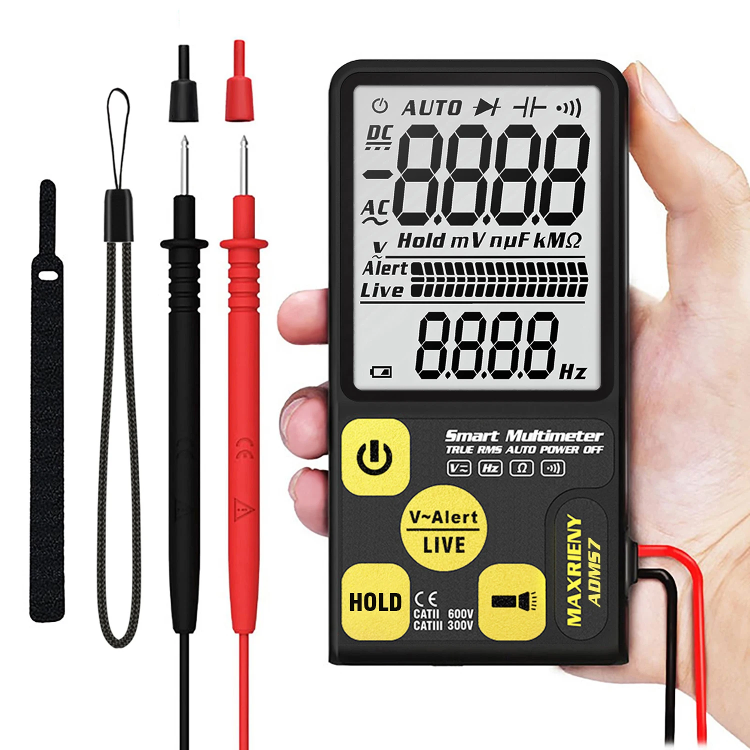 

MAXRIENY ADMS7 3.5" Professional Digital Intelligent Automatic Multimeter 6000 Counts AC/DC Voltage Resistance Frequency Meter