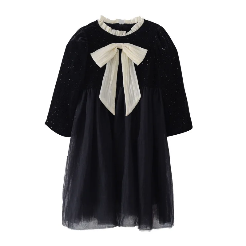 

2021Winter Warm Baby Girl Dress Black Bow Boy Girl Christmas Long Sleeve Sweater For Newborn Toddler Clothes