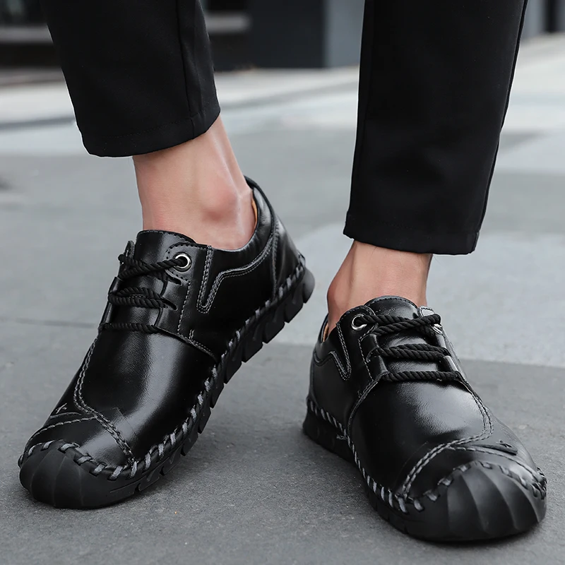 Мужская кожаная обувь на шнуровке повседневная летняя ручной работы | Обувь