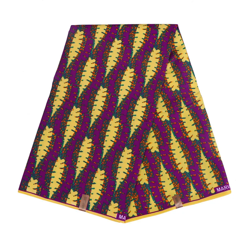 

Нигерийская ткань, Африканский полиэстер, желтый и фуксия, принт с узором, Анкара, высокое качество, настоящий воск