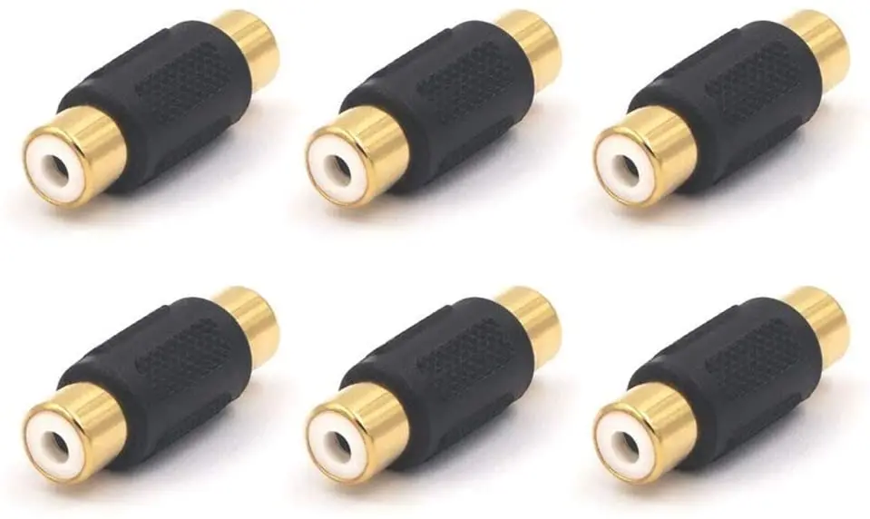

Комплект из 6 позолоченных переходников RCA мама-RCA мама, совместим с мобильными телефонами, динамиками, кабелями RCA, усилителями