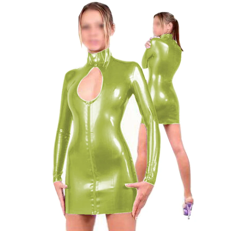 Женское платье-карандаш из латекса на молнии с длинным рукавом | Женская одежда