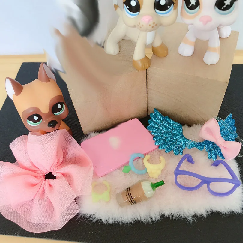 Pet Shop 10 шт. аксессуары очки Мини компьютер юбка крыло бабочки напиток одеяло 2 шт Ошейники(игрушки в комплекте