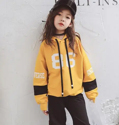 Yellow Комплект одежды для детей; сезон весна-осень; Одежда для девочек-подростков; спортивный костюм; толстовки с длинными рукавами; комплекты для детей из 2 предметов; спортивные костюмы для маленьких девочек - Цвет: Yellow