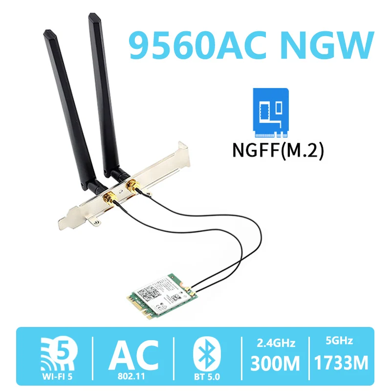 Двухдиапазонная Беспроводная Wlan-карта для Intel 9560AC NGW CNVI 1 73 Гбит/с Wifi 802.11ac Bluetooth 5 0 с