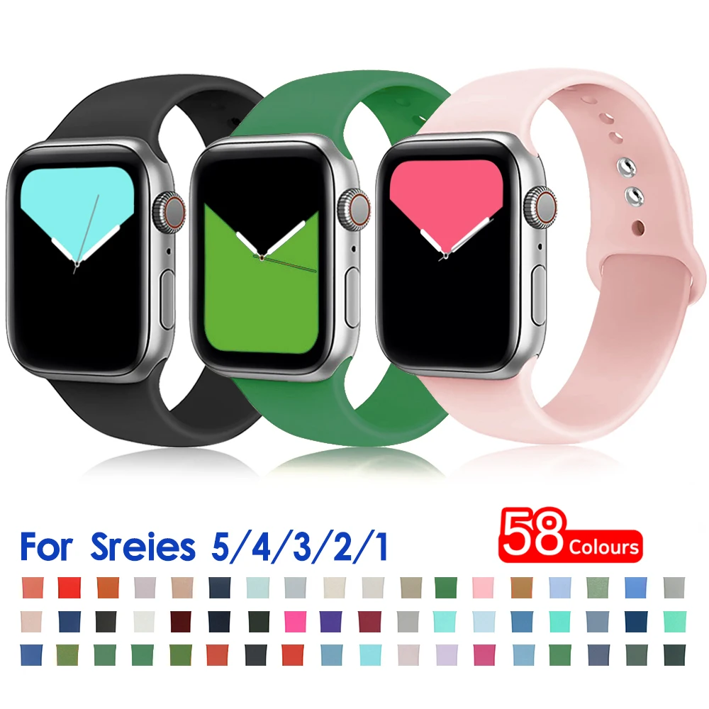 Силиконовый ремешок для Apple Watch 44 мм 40 iWatch Series 5 4 3 2 1 аксессуары умных часов|Ремешки