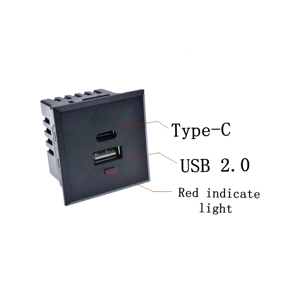 Фото Розетка сетевая с USB + типа C, 5 В, 220 В, со светодиодным индикатором №4