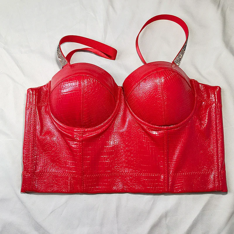 Women Rhinestone Sexy Y2k Crop Tops Goth Sexy Aesthetic Lingerie Crocodile pattern Camisole Push Up Corset Tank Tops Underwear