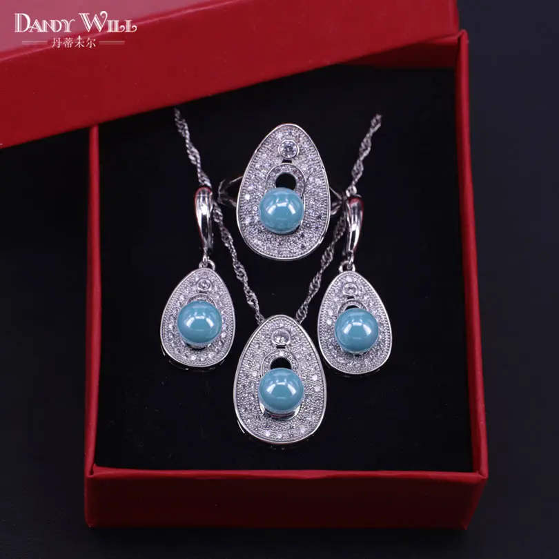 Женский комплект из колье серёг и кольца с натуральным жемчугом | Украшения