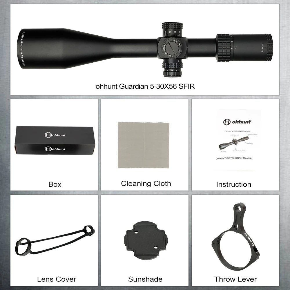 

ohhunt Guardian 5-30X56 SFIR Hunting Riflescopes Side Parallax Glass Etched Red Illuminated Reticle Turrets Lock Tactical Scope