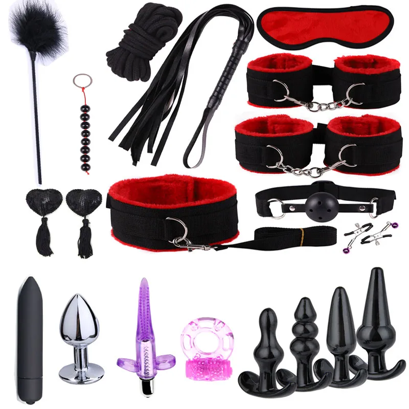 Набор для бондажа вибратор наручники зажимы сосков плетка шлеков секс бондаж