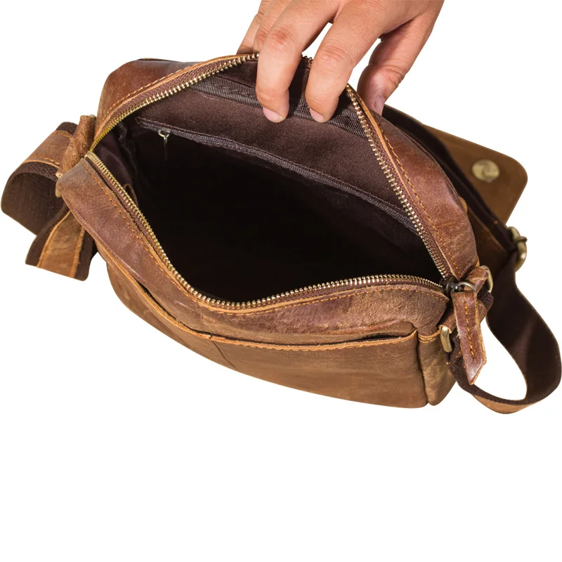 Original Leather Male Design Casual Shoulder messenger bag cowhide Fashion 10" iPad Tote Crossbody Satchel bag For Men 8010