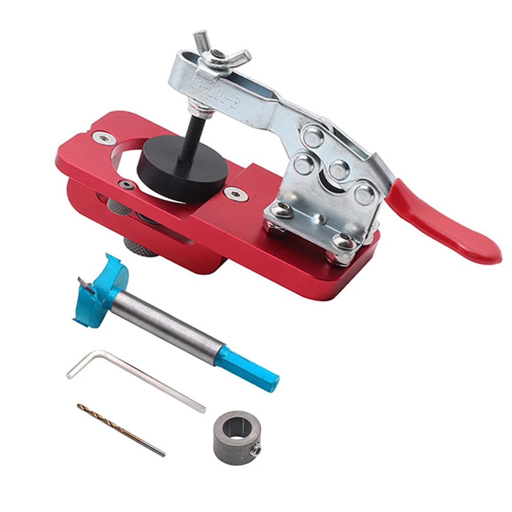 

Woodworking Hole Opener 35MM Hinge Jig Kit Door Hinge Drilling Guide Locator Hole Puncher for Carpenter Made of Aluminum Alloy