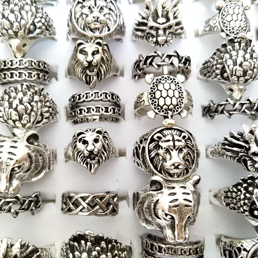 Большое количество 50 шт./лот смешанное мужское кольцо в стиле панк с изображением