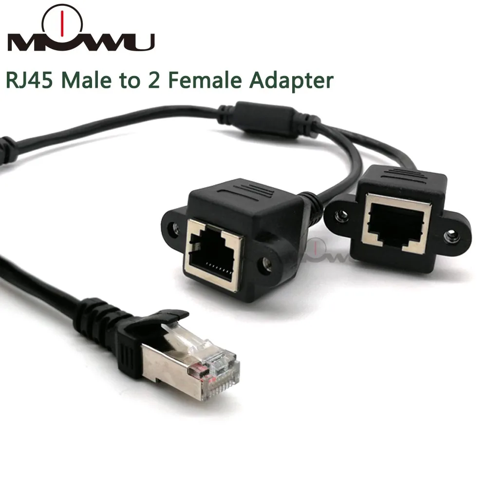 Переходник со штекера RJ45 на 2 гнезда Ethernet LAN Сетевой разъем Удлинительный