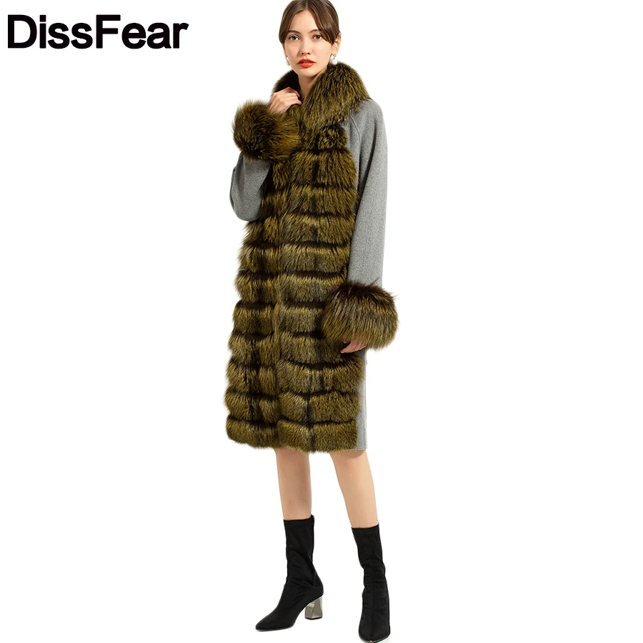 96 см Женская Шуба из натурального меха серебристой лисы кашемировая куртка в