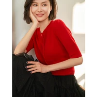 cardigan women 100 cashmere knitted narrow shoulders design o neck half sleeves 5 colors high quality casual style new fashion