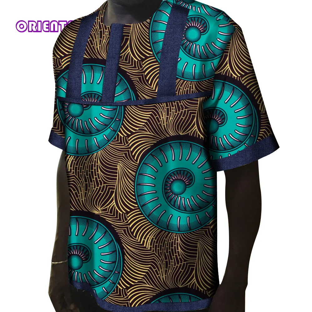 Hip Hop African Men Clothes Print Shirt  Ankara Fashion Dashiki Men Blouse Loose Short Sleeve Patchwork T-shirt PlusSize WYN1391 