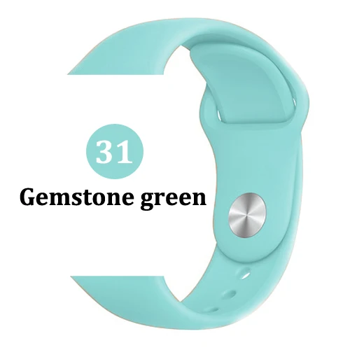 31-Gemstone green Ремешок для apple watch band 4 3 correa iwatch band 42 мм/38 мм 44 мм/40 мм 2 спортивный силиконовый браслет pulseira apple watch аксессуары - Цвет ремешка: 31-Gemstone green