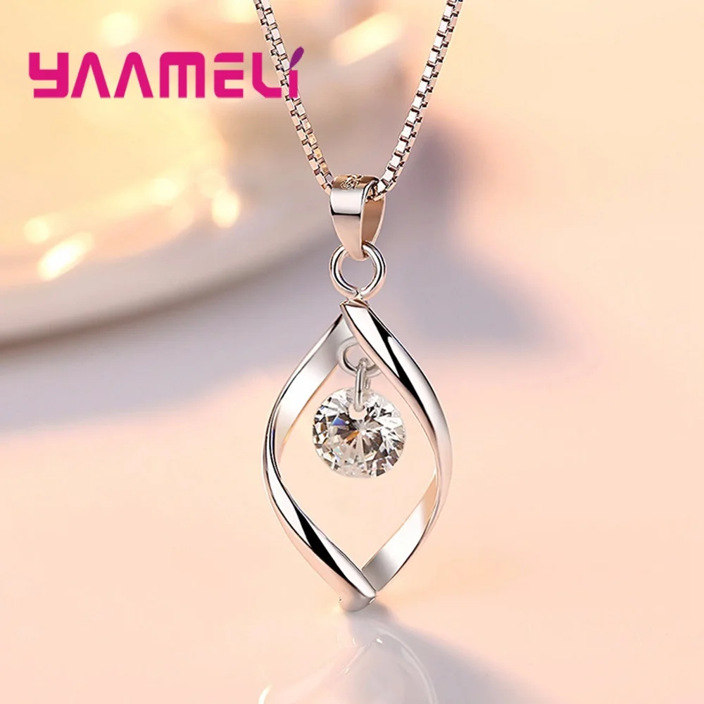 925 пробы Серебряные Ювелирные наборы для женщин кристалл кулон ожерелье, серьги на крючках обручальные ювелирные изделия Свадебные аксессуары