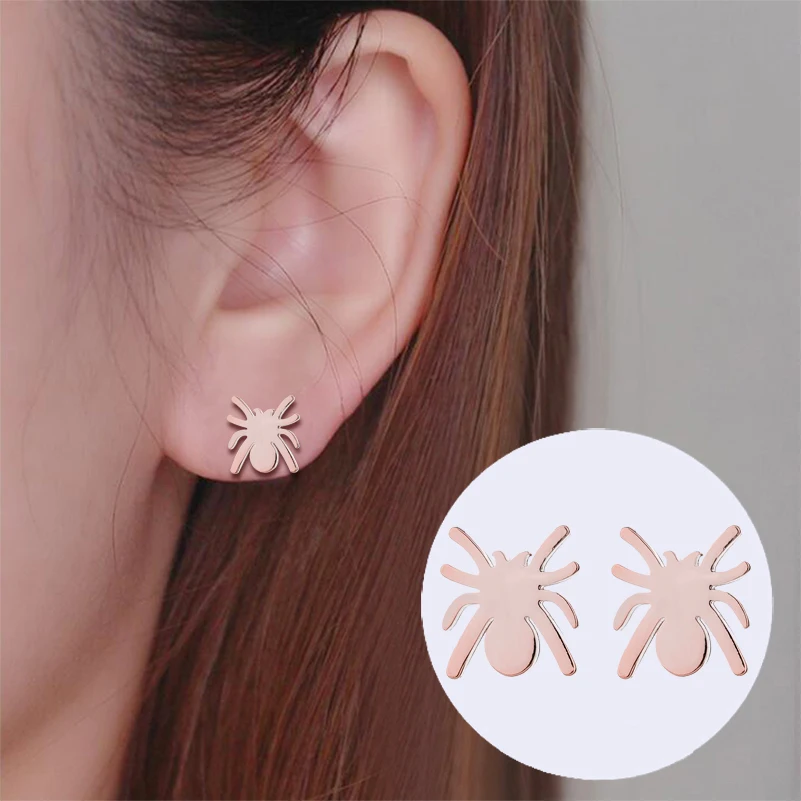 Yiustar милые серьги-гвоздики Spider великолепные стальные цветные серьги из