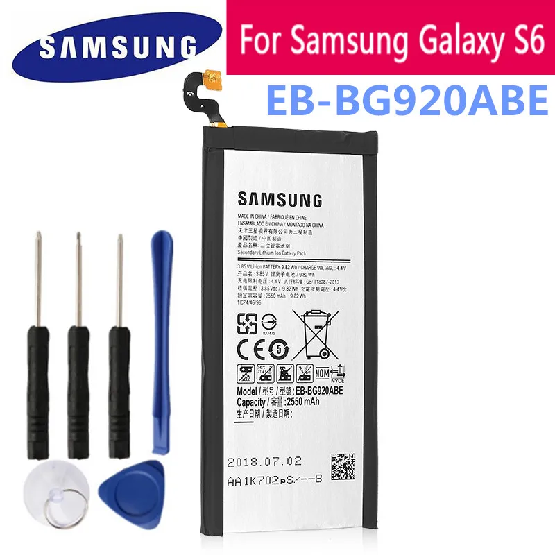 Оригинальная планшетофон SAMSUNG 2550 мАч для Galaxy S6 G9200 G9208 G9209 G920F G920 G920V/T/F/A/I +