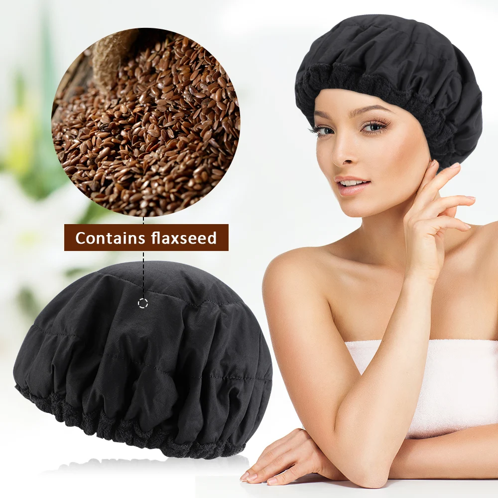 Flaxseed Care Cap Microwave Heating Steaming Cap Hair Care Oiling cap Heating Wireless Promote Hair Growth Repair Damaged Care