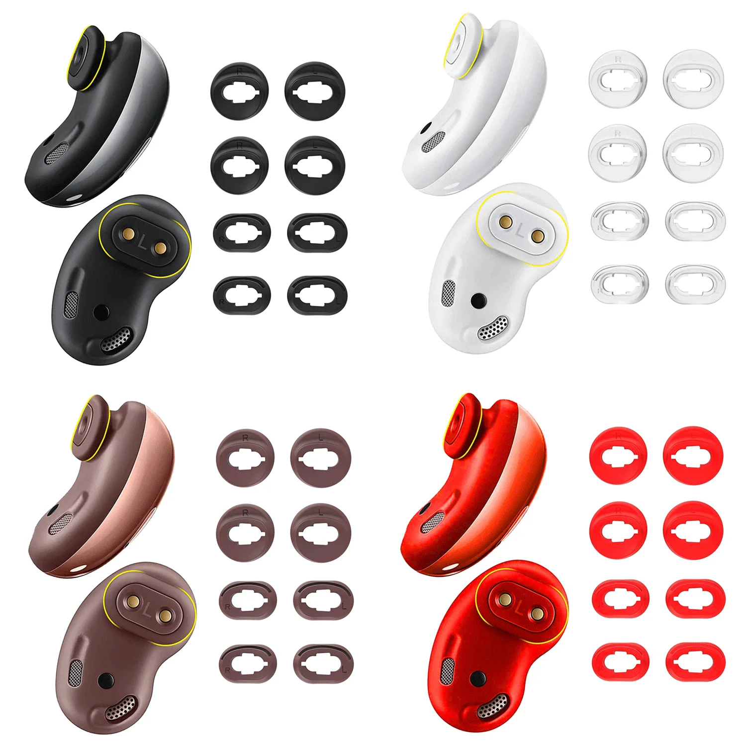 

4 Pairs Silicone Ear Tips Replacement Samsung Galaxy Buds Live Pros Earbuds Accessories Buds Cushion Pad