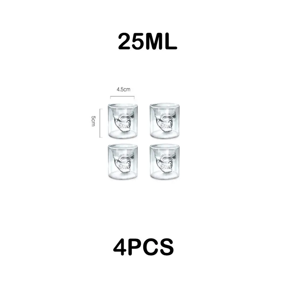 4PCS-25ml Креативная голова призрака 3D термостойкая анти-обжигающая двойная стеклянная чашка для Хэллоуина, вечерние, Клубные, рождественские, питьевая утварь - Цвет: 4PCS-25ml