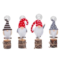 4pcsset christmas swedish gnome santa photo clip stand wooden table number name place card holders 85da