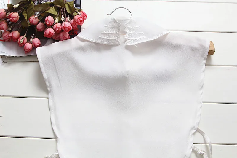 

Women Embroidery Fake Collar Removable Mujer Faux Cols Sweater Chiffon False Collar Lapel Shirt Blouse Detachable Decorative