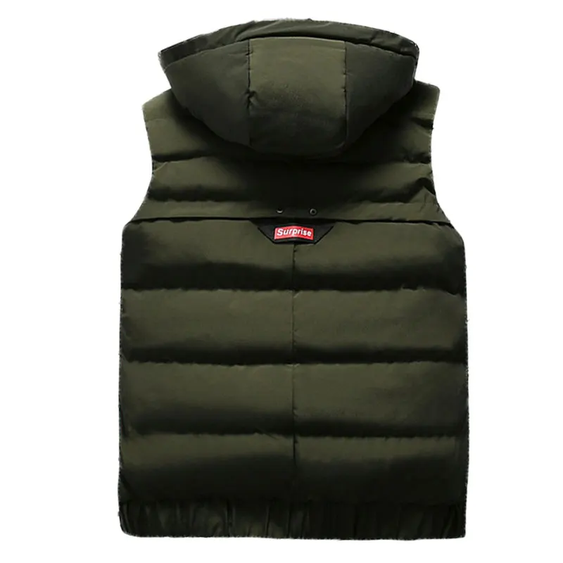 

Casual Mens Vest Winter Cotton Hooded Men's Sleeveless Slim Fit Autumn Solid Color Thick Sleeveless Men's Vest Gilet Chalecos