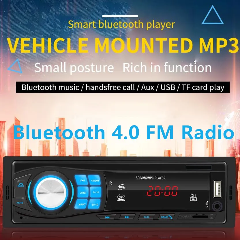 Bluetooth Автомобильный MP3 плеер v4.0 1DIN fm радио приемник стерео Музыка Аудио Поддержка