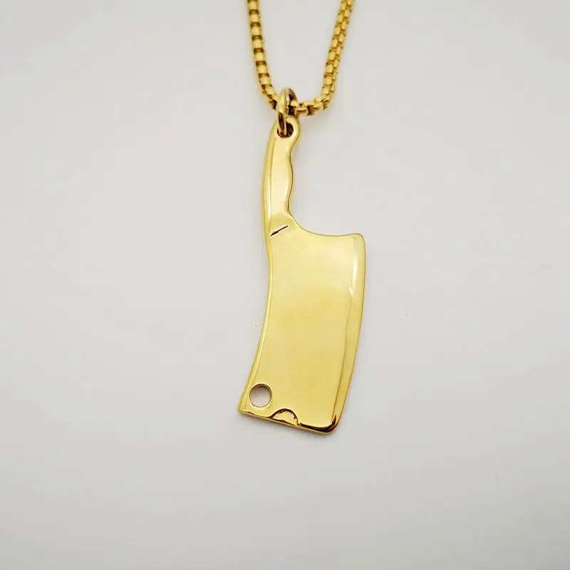 3 Colors Creative Chinese Kitchen Chop Knife Charm Necklace 316L Stainless Steel Unique Style Men Pendant | Украшения и