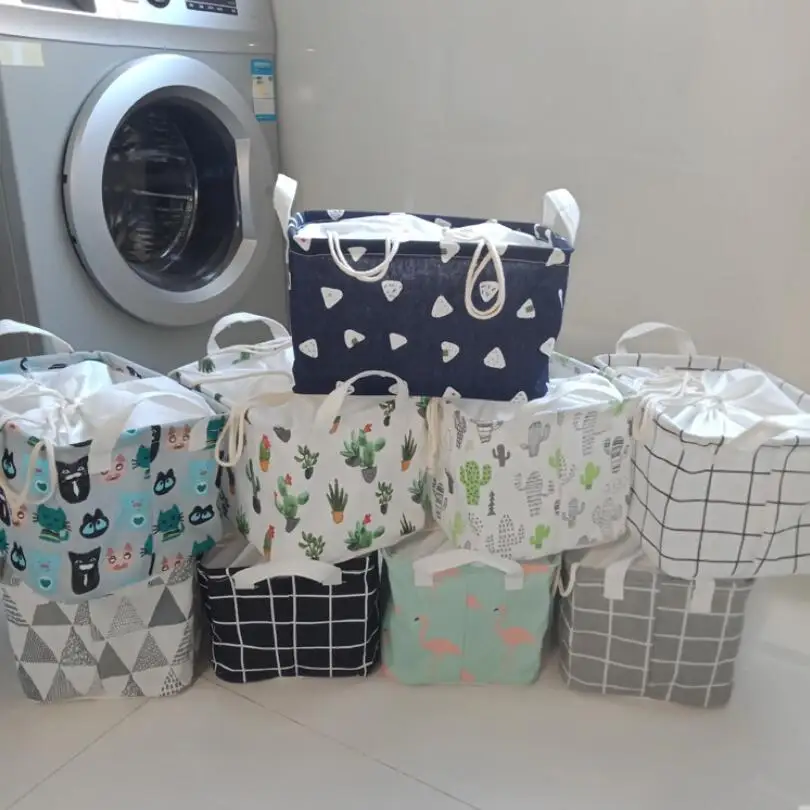 Многоузорчатая коробка для хранения стола льняная хлопковая корзина одежды