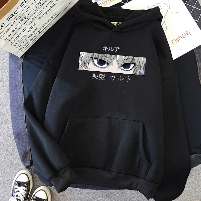 

Hunter X Hunter Fashion Print Hoodies Women Pullovers Hoodies Sweatshirts Killua Zoldyck Devil Eye Print Anime Hoody Streetwear