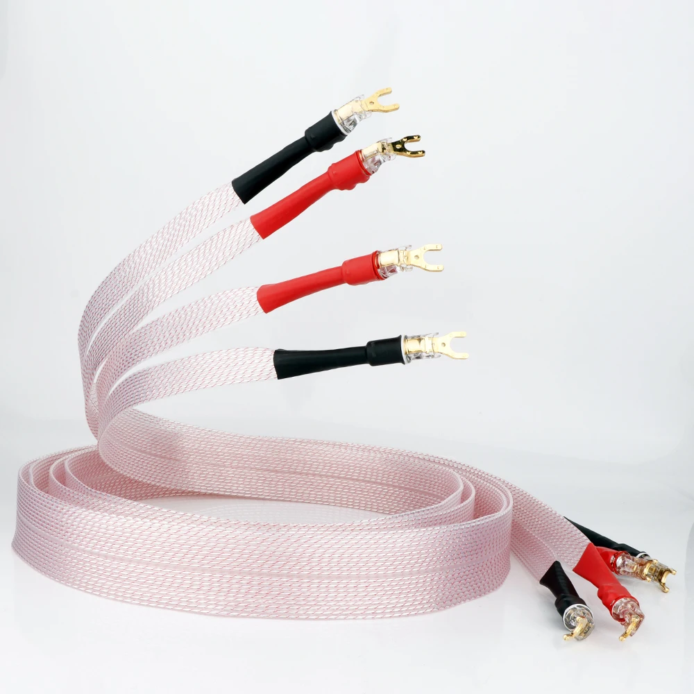 

Nordost Vahalla OCC Silver-plated speaker cable hi-end Flat loudspeaker cable with gold plated Y Spade plug/Banana plug