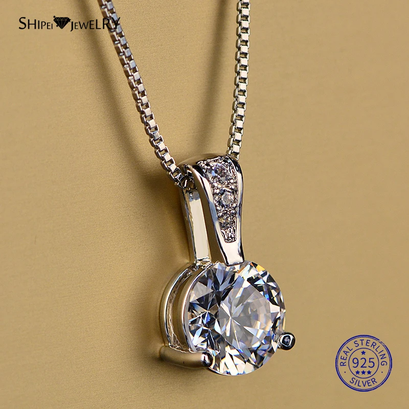 Shipei, 925 пробы, серебряное ожерелье для женщин, хорошее ювелирное изделие, сердце и стрелы, создан Муассанит, кулон, ожерелье, подарок на день рождения