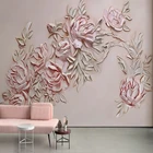 Пользовательские фотообои 3D стерео Розовый рельеф розы цветочная роспись гостиная спальня романтический домашний декор Креативные обои