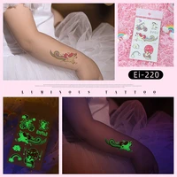 new unicorn luminous temporary waterproof fake tattoos glow in night on face arm leg stickers for children body art fake tattoo