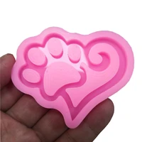new style bear paw keychain silicone mold pendant making tools crystal epoxy mold