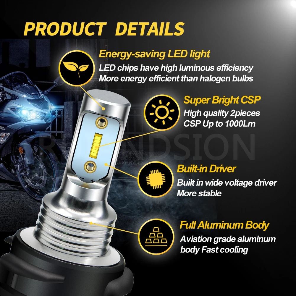 RUIANDSION Wholesale 4Pcs PH11 9014 Motorcycle Accessories Replacement Bulb Motorbike LED DC10-30V 12V 24V White 6000K Not AC |