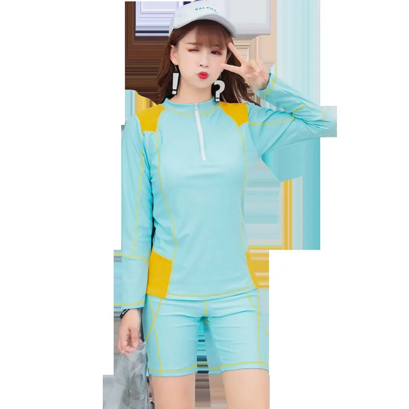 

Women's 2-piece Rash Guard Long/Short Sleeve Swim Shirts Quick-Dry Swimsuit Tops Bottom Athletic Bathing Suit Sun UV Protection