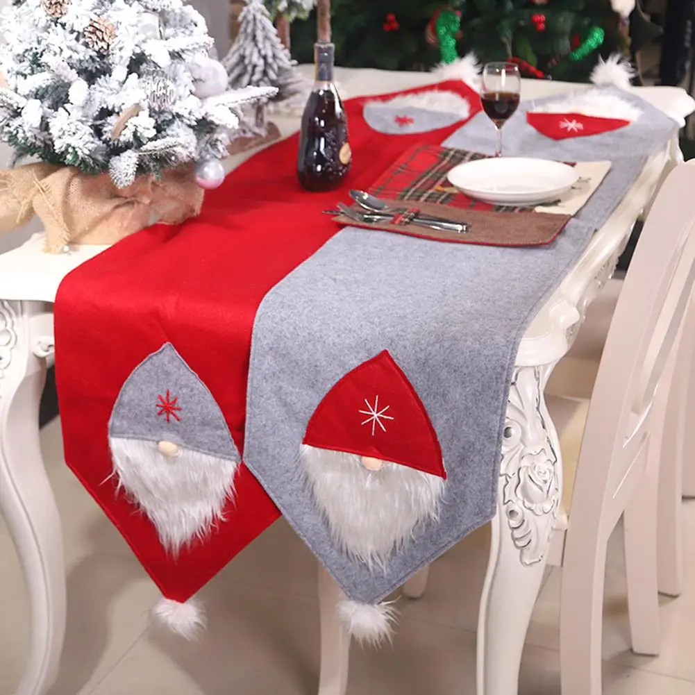 

Xmas Santa Gnome Christmas Tablecloth Dining Table Runner Party Holiday Decor